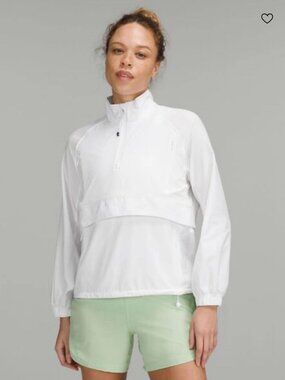 Lululemon Stretch Ripstop Run Jacket White 1/2 Zip Stretch Vented White Size M